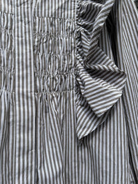 CTN STRIPE BIG FRILL SHIRRING SHIRTS