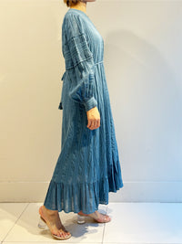 STRIPE JQD GATHER DRESS