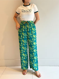 HAND PAINT FLOWER PRT PANTS