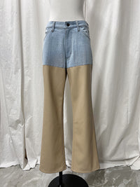 DENIM × FAKE LEATHER PANTS