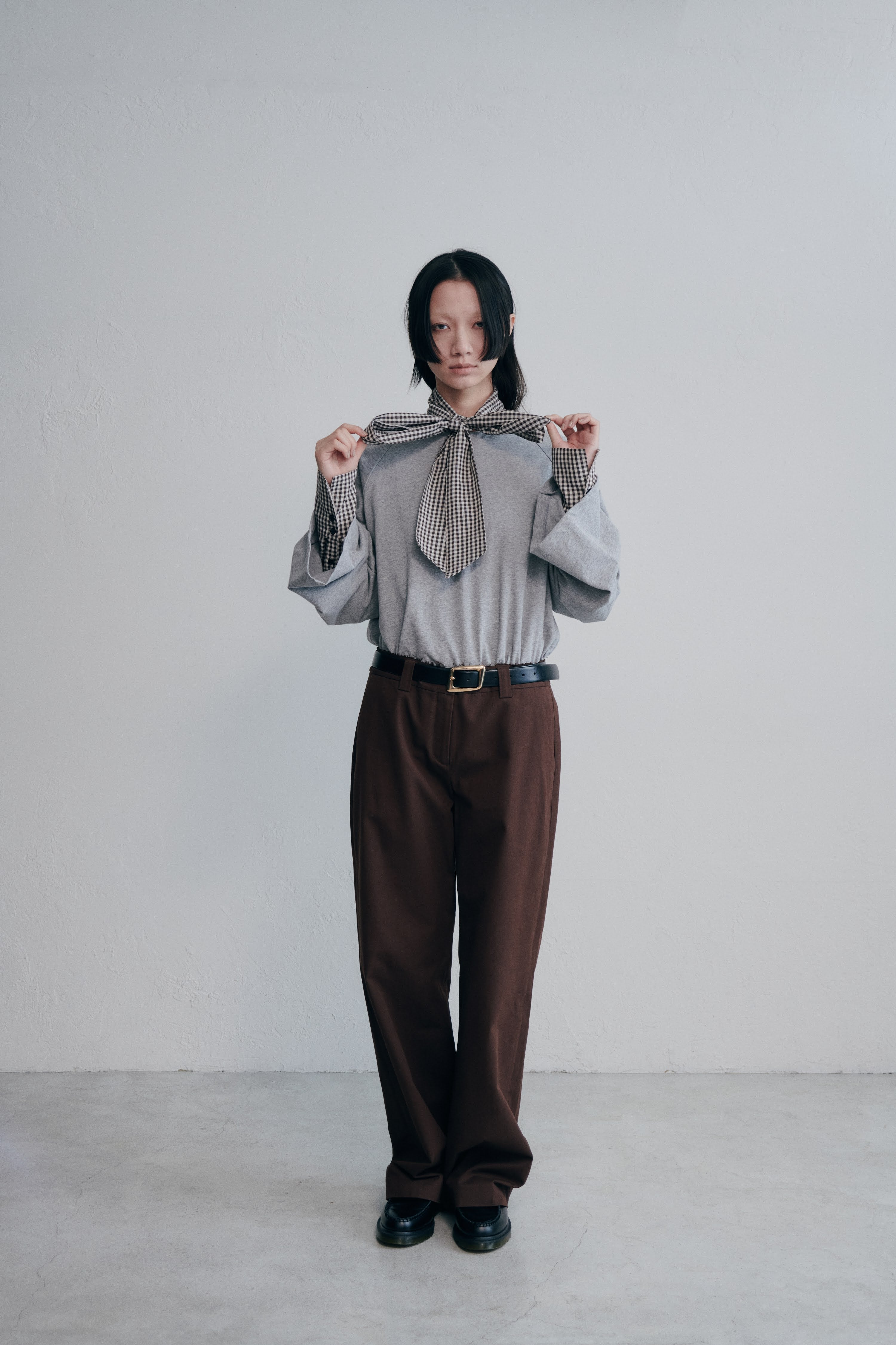 GINGHAMCHECK BOWTIE BLOUSE