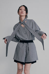 GINGHAMCHECK BOWTIE BLOUSE