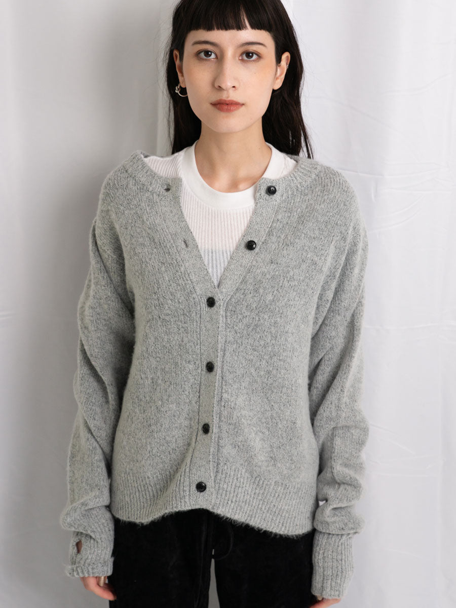 LS CREW CARDIGAN SHORT LENGTH KNIT