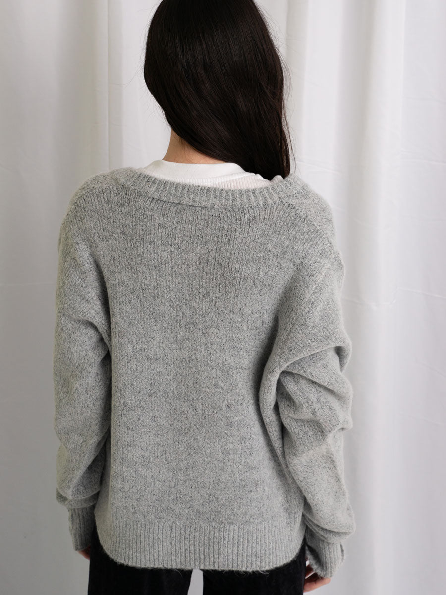 LS CREW CARDIGAN SHORT LENGTH KNIT