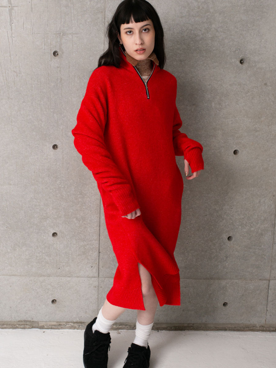 LS HALF ZIP DRESS