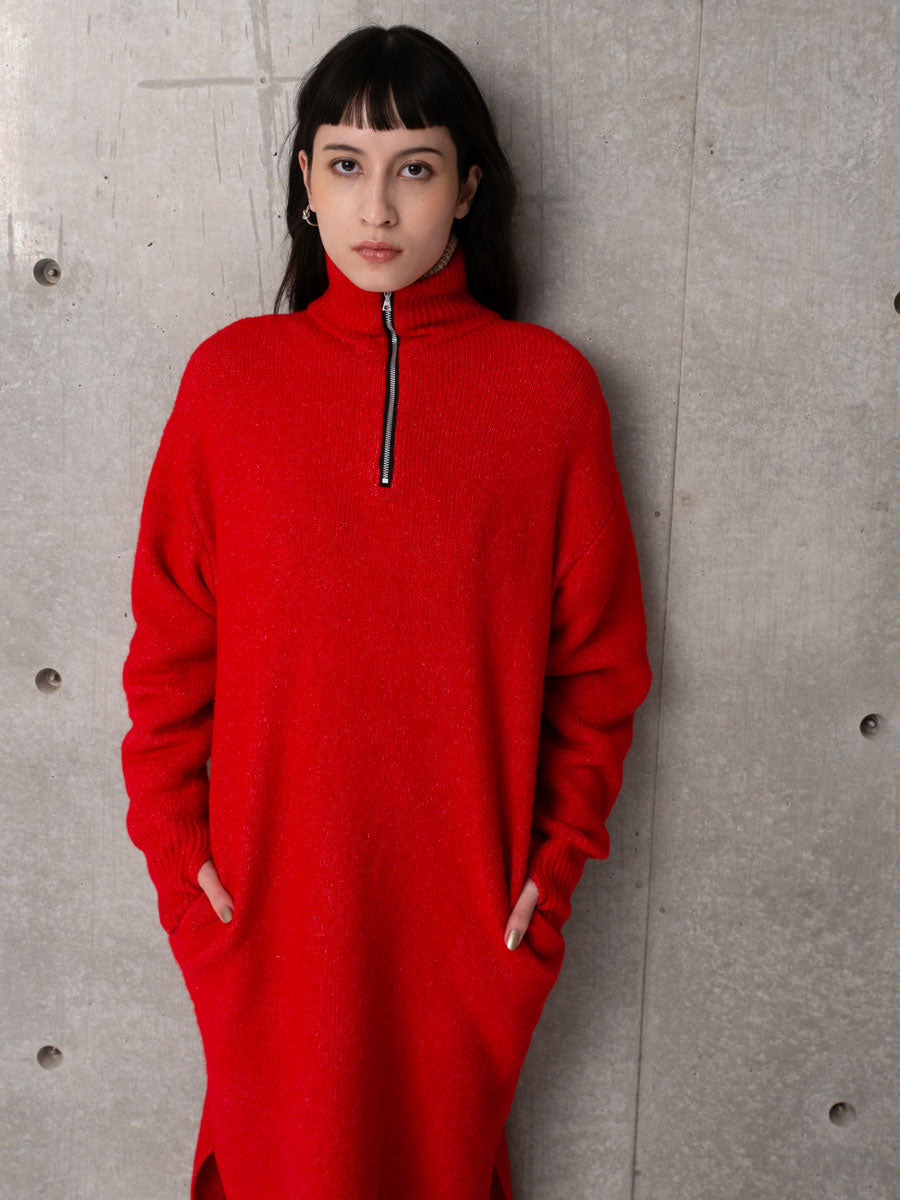 LS HALF ZIP DRESS