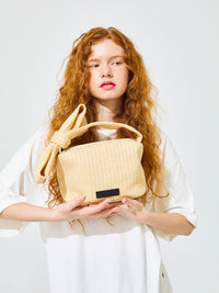 RIBBON POUCH RAFFIA