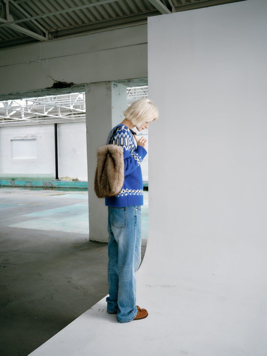【GREEN BUTTER】OMBRE FUR LEATHER BAG