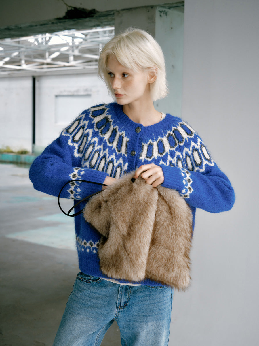 【GREEN BUTTER】OMBRE FUR LEATHER BAG
