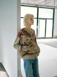 【GREEN BUTTER】OMBRE FUR LEATHER BAG