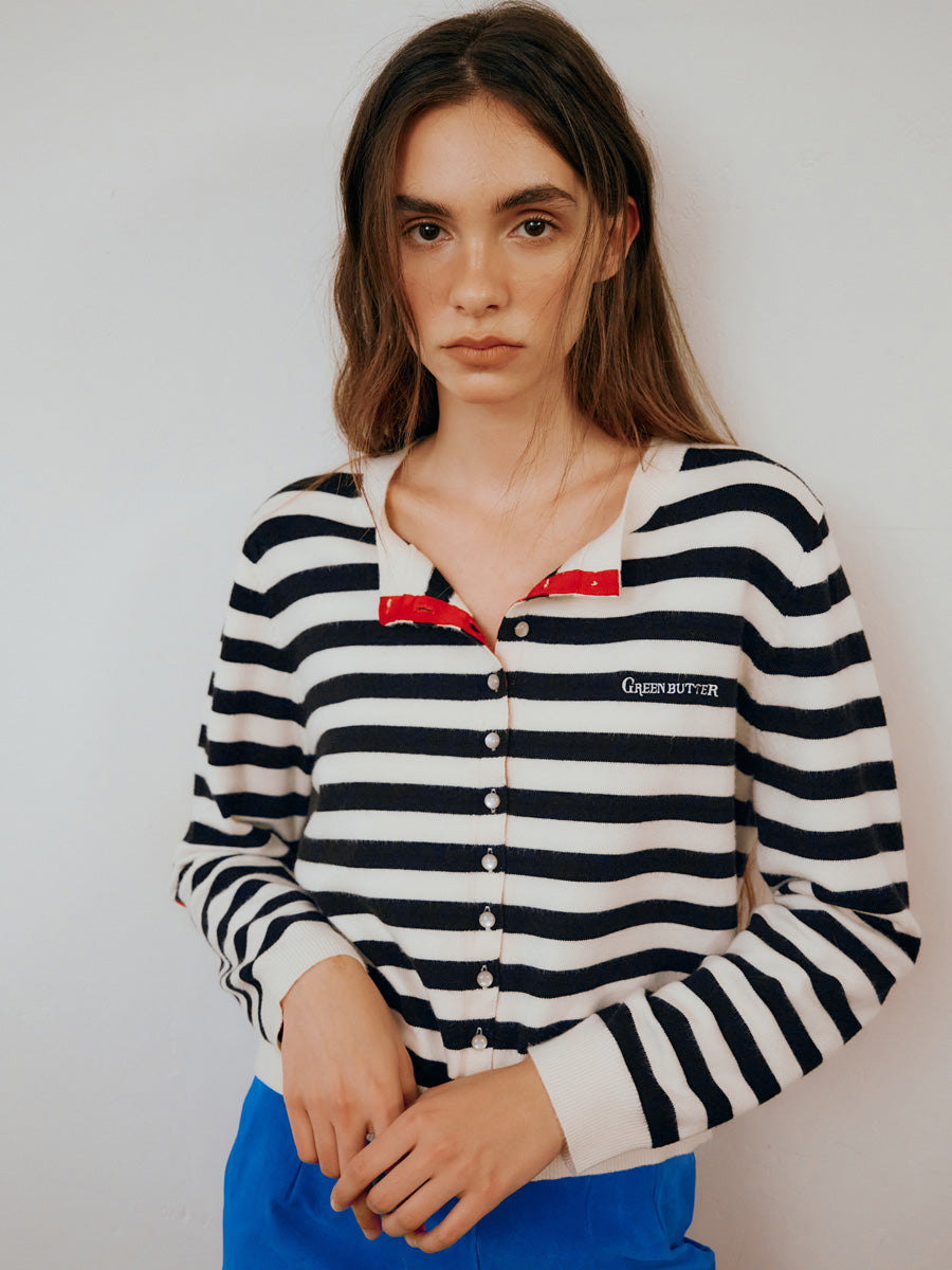 【GREEN BUTTER】MARINER PATCH CARDIGAN