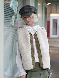 【GREEN BUTTER】REVERSIBLE SHEARLING QUILTED VEST