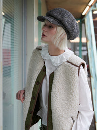 【GREEN BUTTER】REVERSIBLE SHEARLING QUILTED VEST
