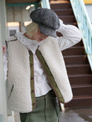 【GREEN BUTTER】REVERSIBLE SHEARLING QUILTED VEST