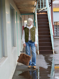 【GREEN BUTTER】REVERSIBLE SHEARLING QUILTED VEST