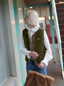 【GREEN BUTTER】REVERSIBLE SHEARLING QUILTED VEST