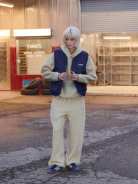 【GREEN BUTTER】REVERSIBLE SHEARLING QUILTED VEST