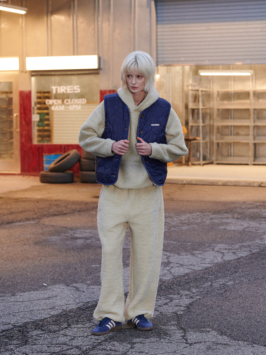 【GREEN BUTTER】REVERSIBLE SHEARLING QUILTED VEST