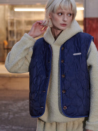 【GREEN BUTTER】REVERSIBLE SHEARLING QUILTED VEST