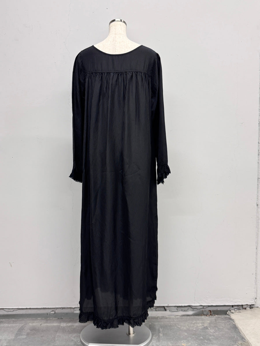 【ARCHIVE STANCE】CUPRO MAXI FRILL HEM DRESS
