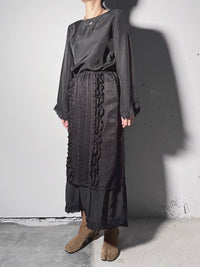 【ARCHIVE STANCE】CUPRO MAXI FRILL HEM DRESS