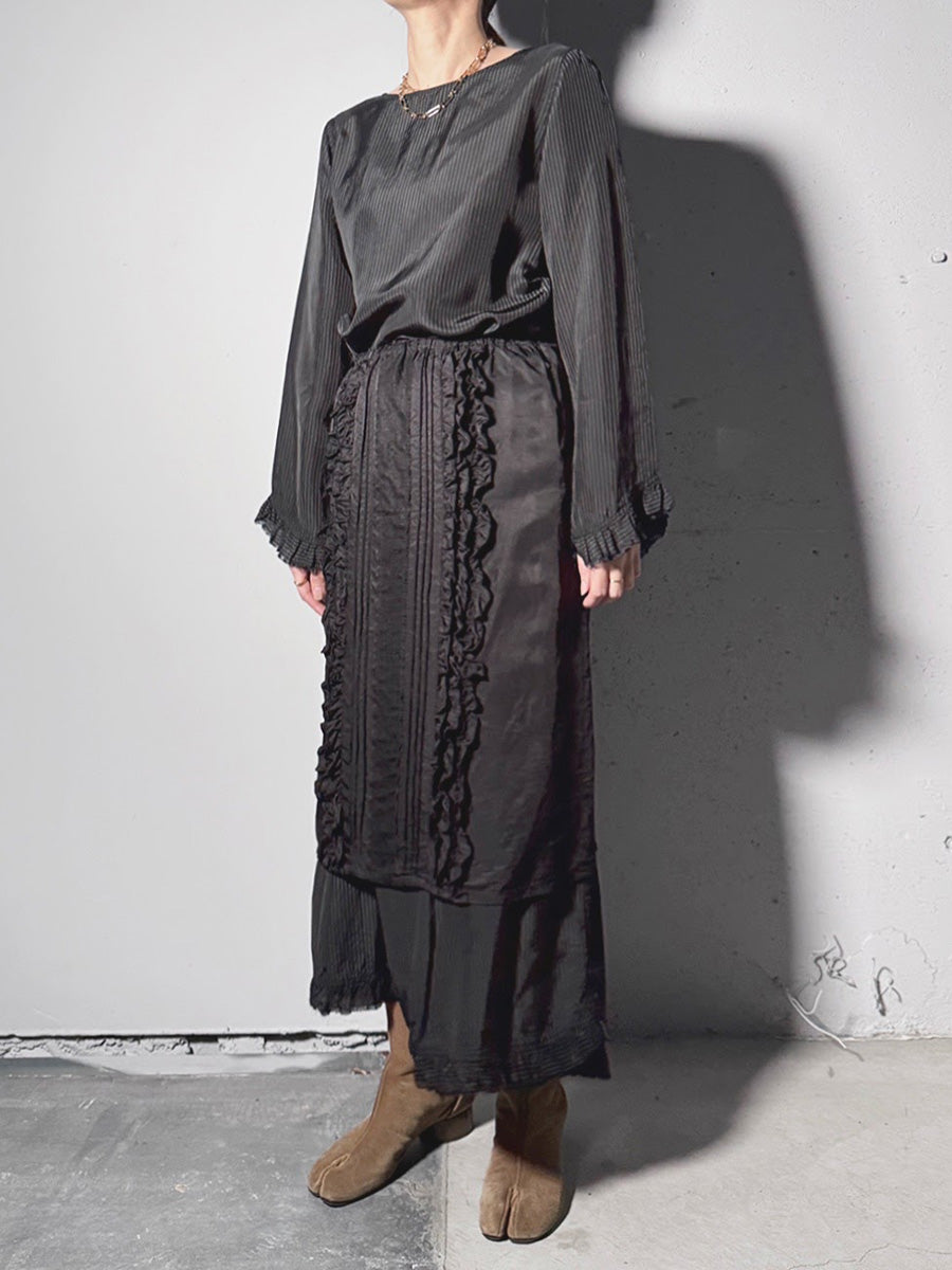 【ARCHIVE STANCE】CUPRO MAXI FRILL HEM DRESS