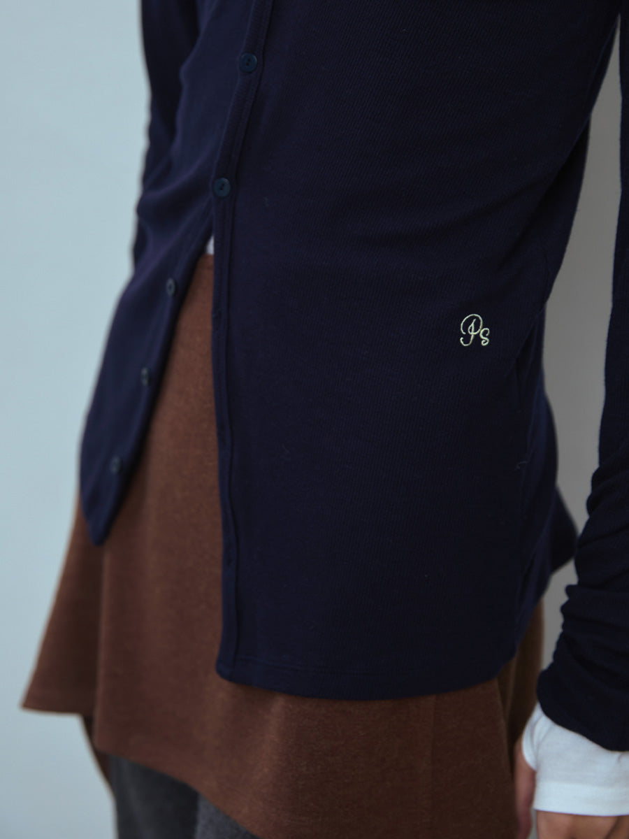 【PISCESS】RIBBED BUTTON CARDIGAN