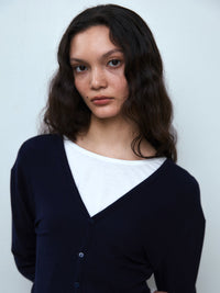 【PISCESS】RIBBED BUTTON CARDIGAN