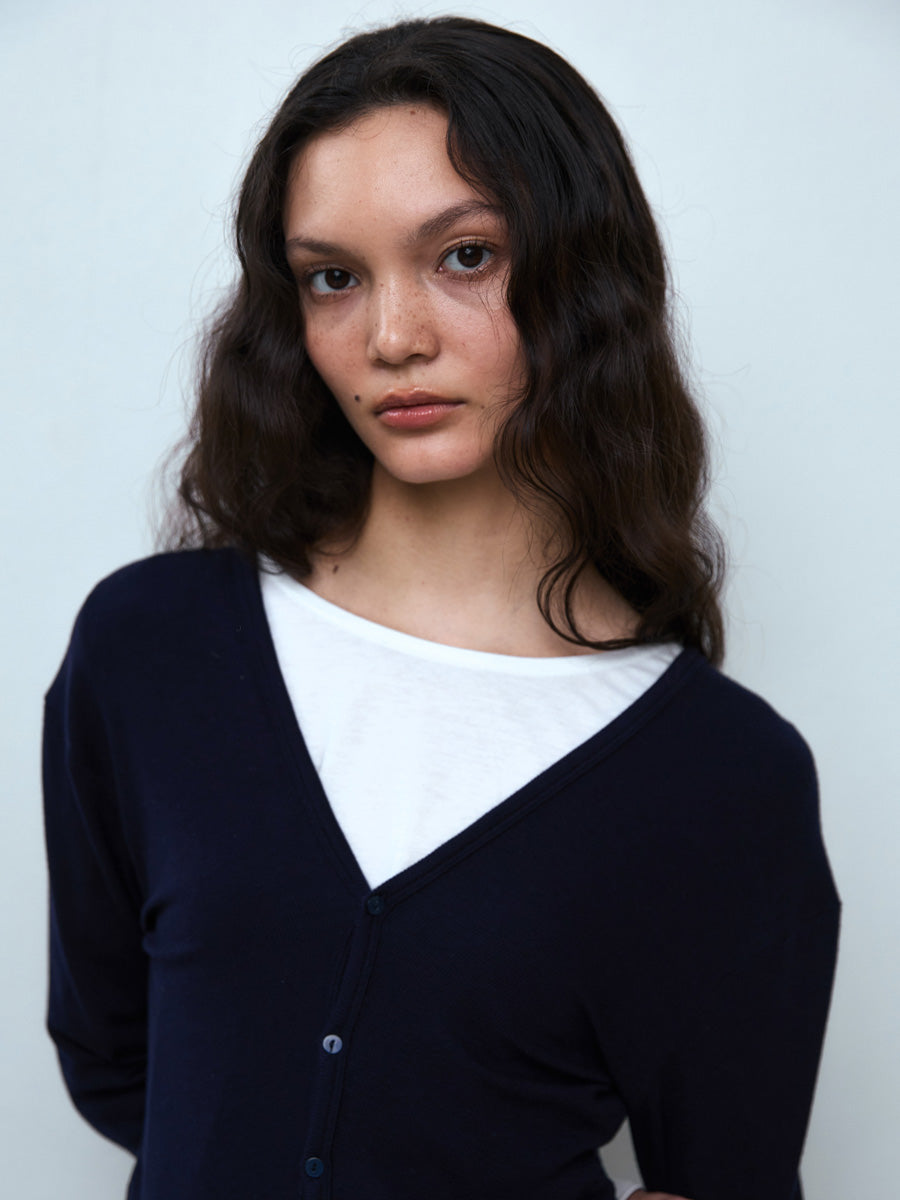 【PISCESS】RIBBED BUTTON CARDIGAN