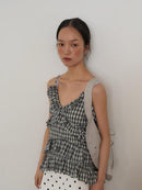 【OURSAALTY】ANN CHECK FRILL BUSTIER
