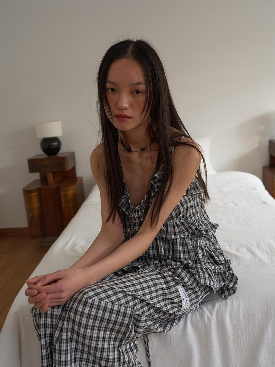 【OURSAALTY】ANN CHECK FRILL BUSTIER