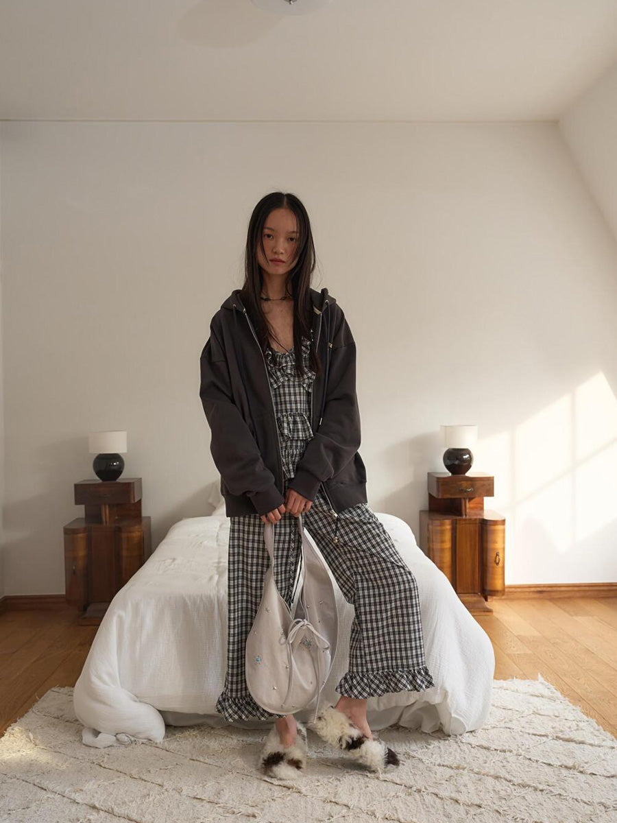 【OURSAALTY】ANN CHECK FRILL BUSTIER