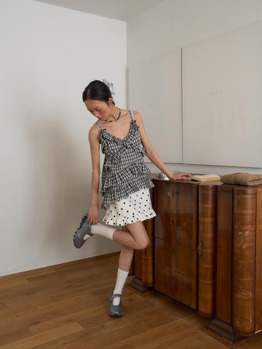 【OURSAALTY】ANN CHECK FRILL BUSTIER