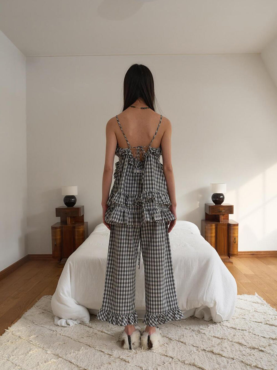 【OURSAALTY】ANN CHECK FRILL BUSTIER