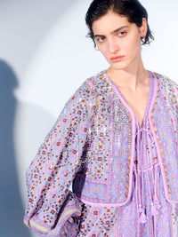 KAREENA SQUARE PRINT BEADS GILET