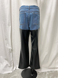 DENIM × FAKE LEATHER PANTS