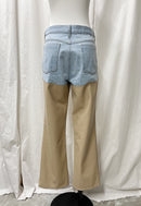 DENIM × FAKE LEATHER PANTS