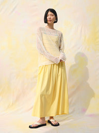 【SARA MALLIKA】COTTON STRIPE JAQUARD SHIRRING DRESS