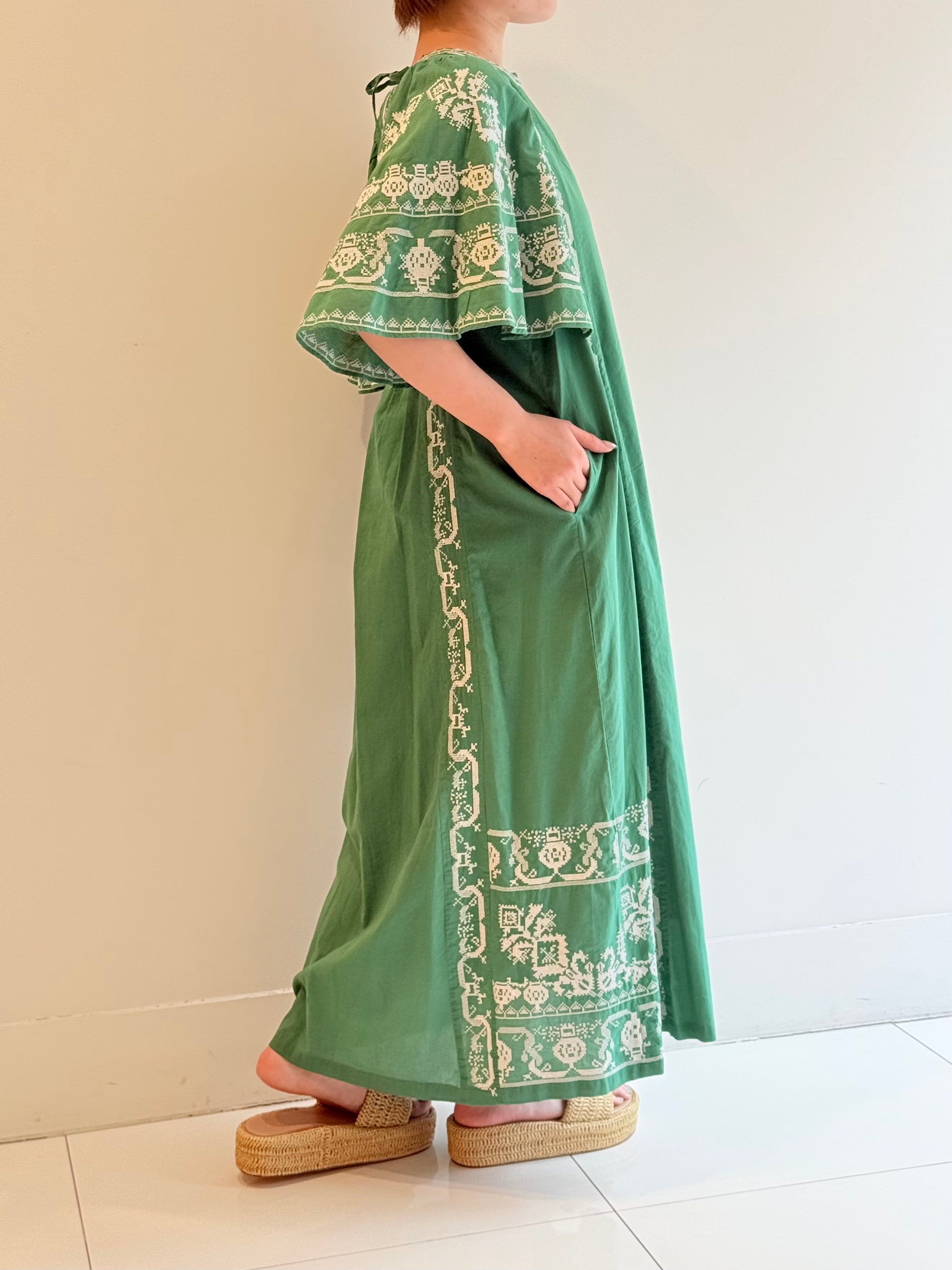 COTTON EMB BACKOPEN DRESS