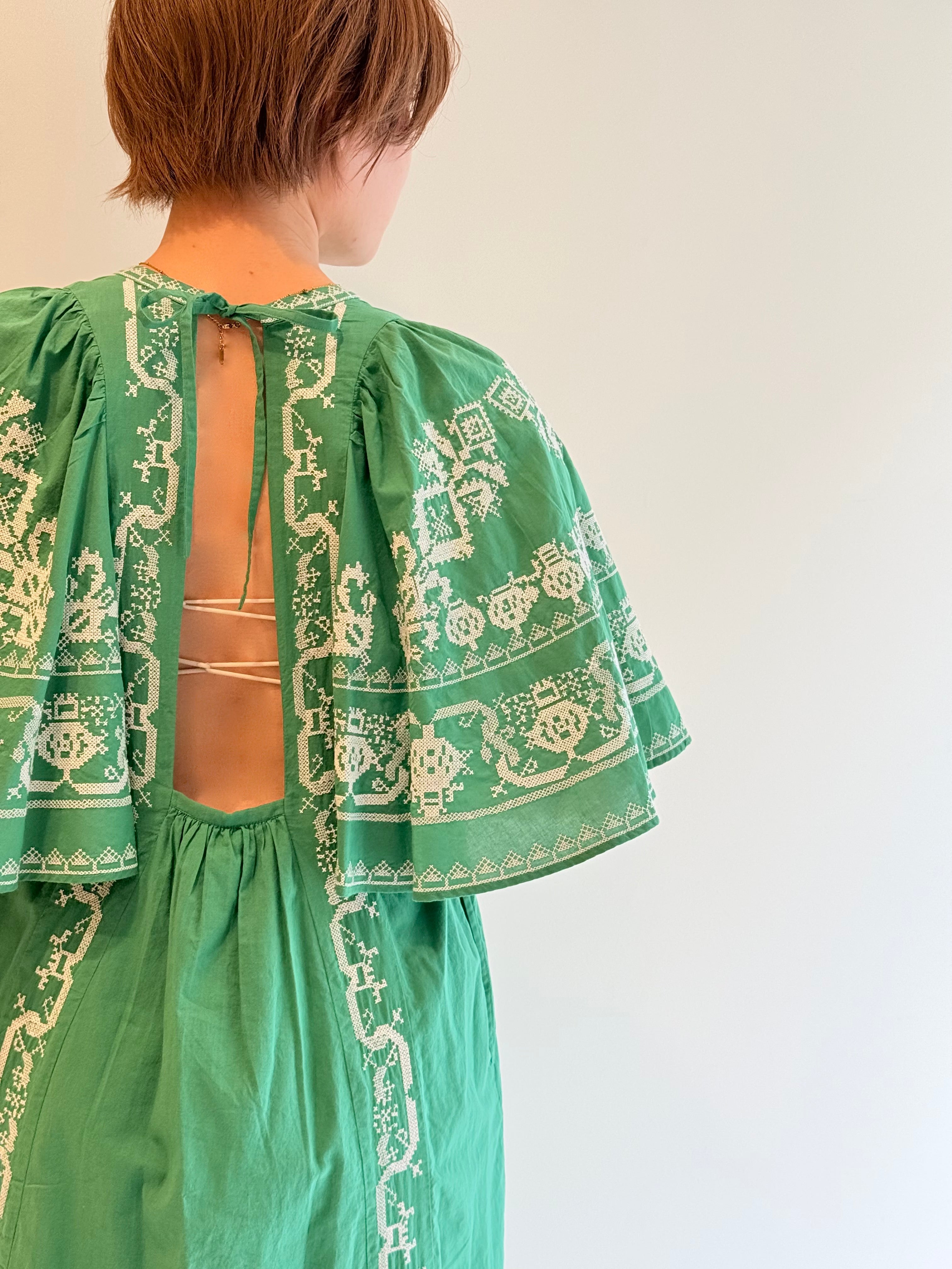 COTTON EMB BACKOPEN DRESS