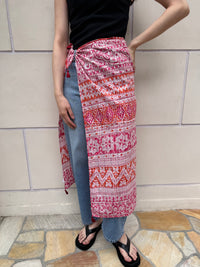 【SARA MALLIKA】COTTON LUREX BORDER PRINT SCARF