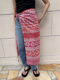 【SARA MALLIKA】COTTON LUREX BORDER PRINT SCARF
