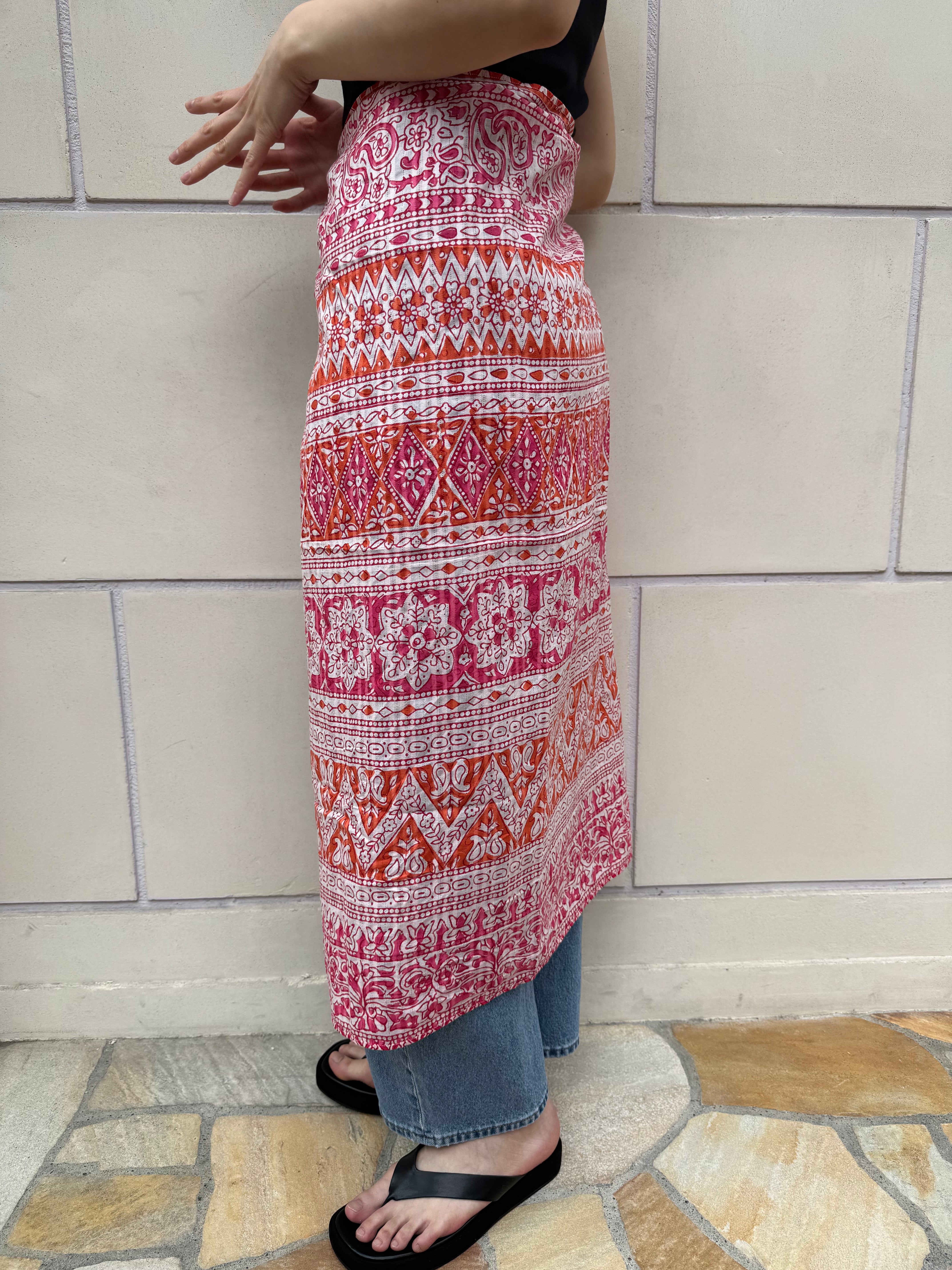 【SARA MALLIKA】COTTON LUREX BORDER PRINT SCARF