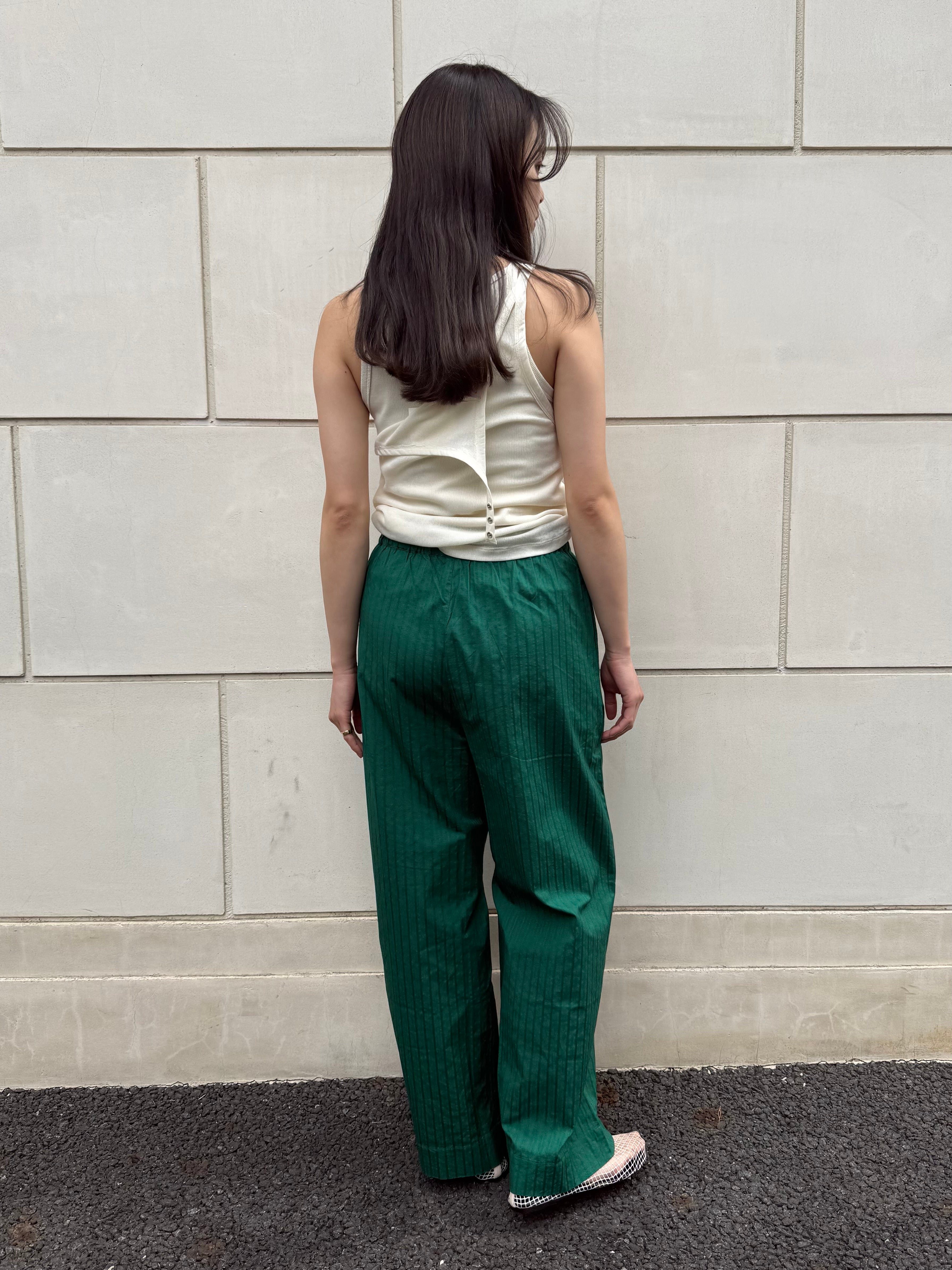 【SARA MALLIKA】COTTON STRIPE JAQUARD LADDER LACE PANTS