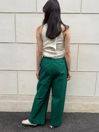 【SARA MALLIKA】COTTON STRIPE JAQUARD LADDER LACE PANTS