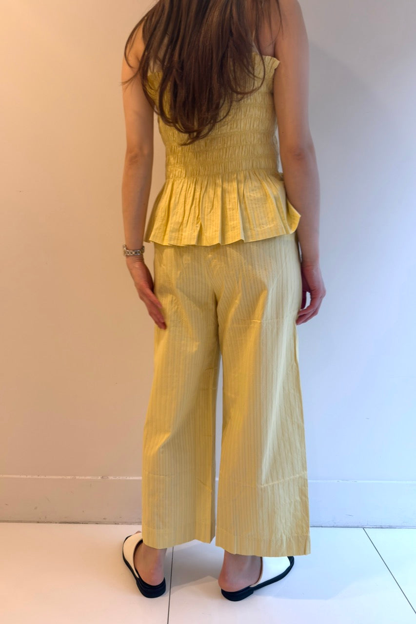 【SARA MALLIKA】COTTON STRIPE JAQUARD LADDER LACE PANTS