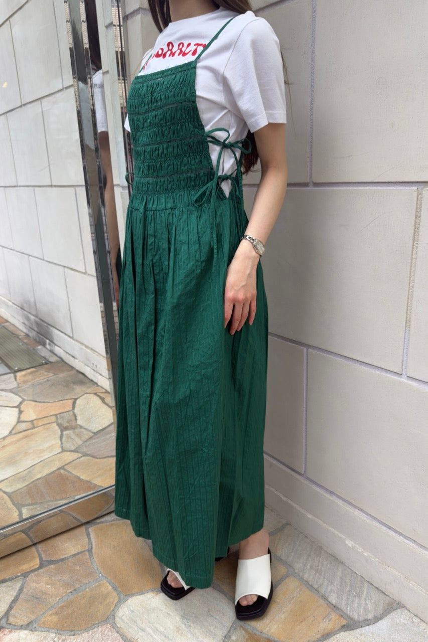 【SARA MALLIKA】COTTON STRIPE JAQUARD SHIRRING DRESS