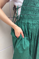 【SARA MALLIKA】COTTON STRIPE JAQUARD SHIRRING DRESS