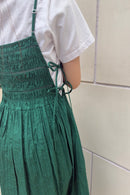 【SARA MALLIKA】COTTON STRIPE JAQUARD SHIRRING DRESS