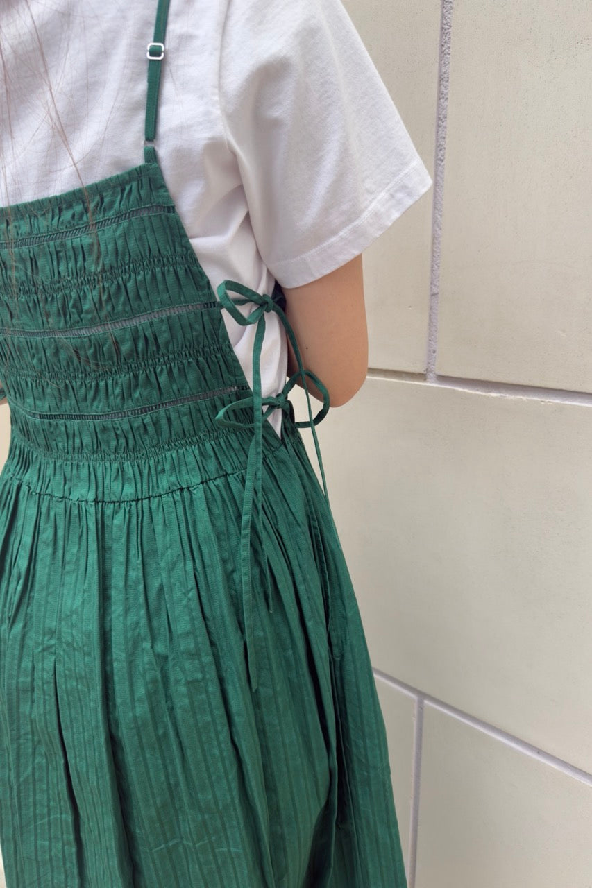 【SARA MALLIKA】COTTON STRIPE JAQUARD SHIRRING DRESS